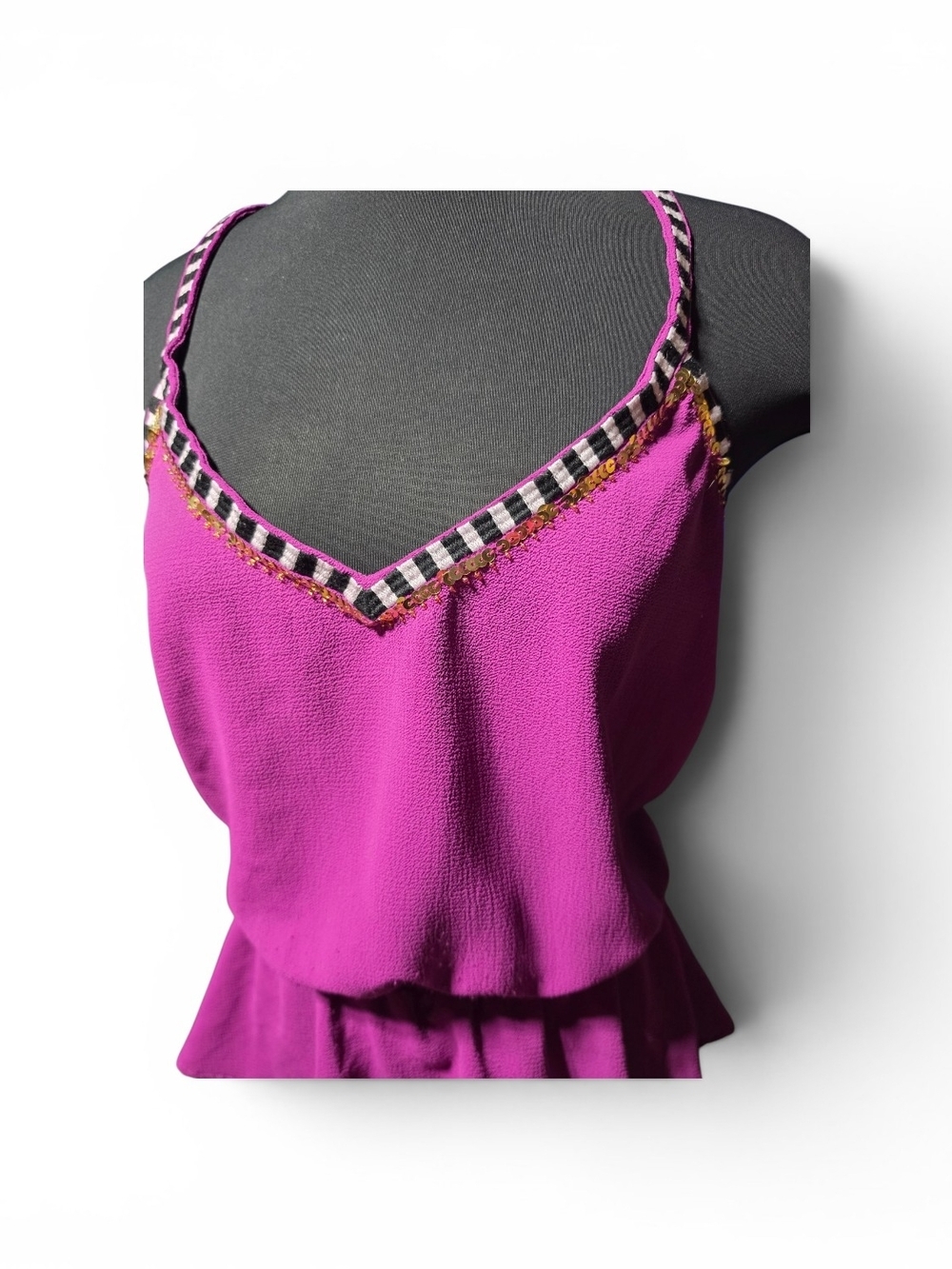 Bebe Purple Beaded V-Neck Peplum Camisole Size XL image 2